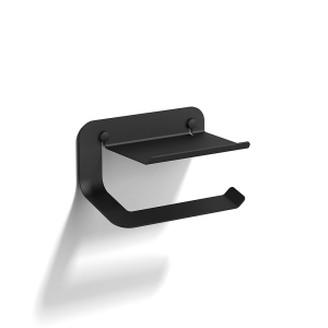 Quick Toilet Roll Holder with Shelf - Black