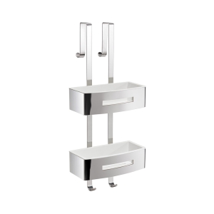 Poseidon Rectangular Double Hanging  Basket - Chrome/White