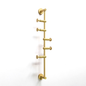 Archer Vertical Rail With 5 Hooks - Satin Brass