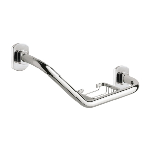 Edera Angled Grab Bar with Basket - Chrome