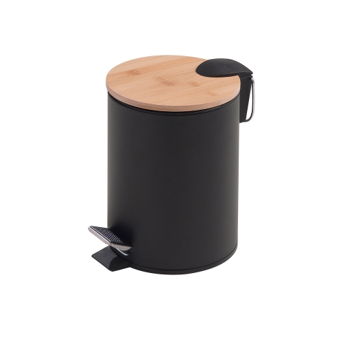 Kenta Pedal Bin 3L - Black/Bamboo