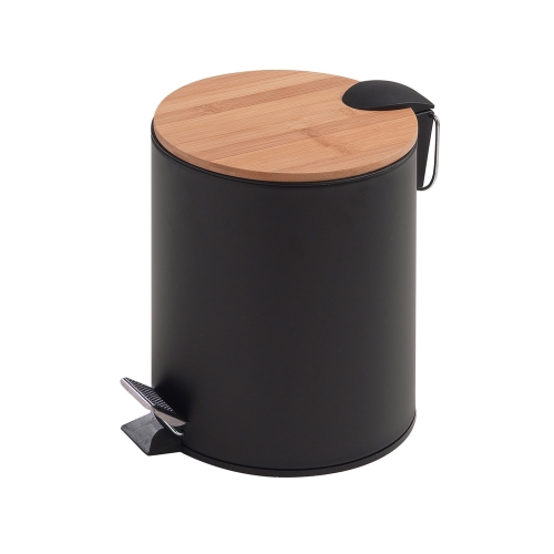 Kenta Pedal Bin 5L - Black/Bamboo